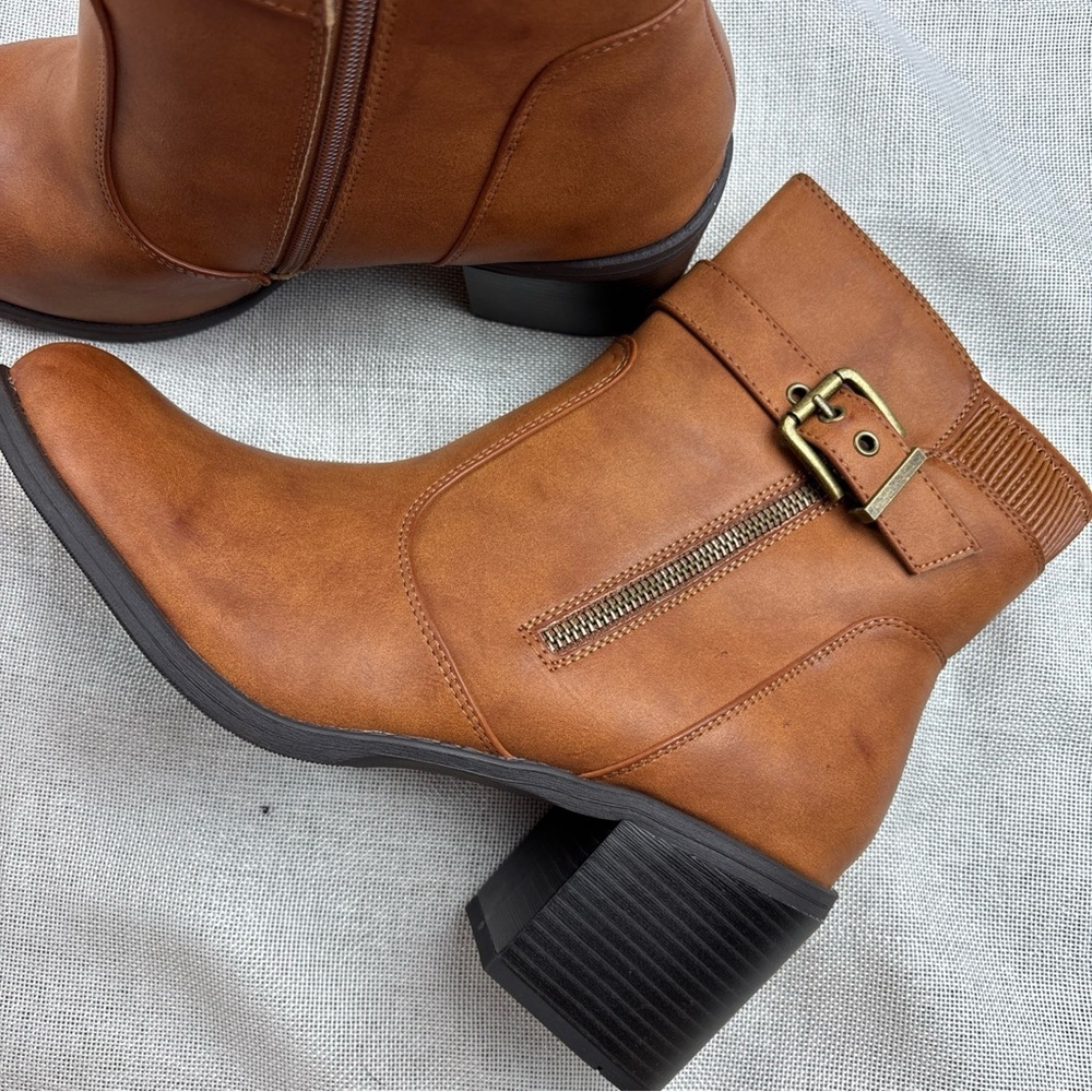 White Mountain Women's Brown Dark Tan Dessert Zipper Booties Shoe Size 11